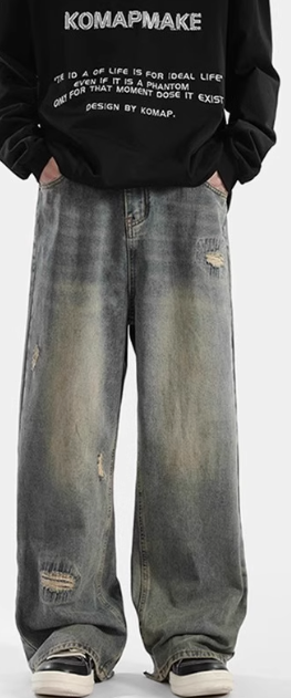 Vintage Destroyed Wide-Leg Jeans