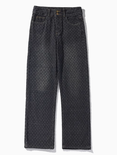 Vintage-Muster Jeans in Schwarz
