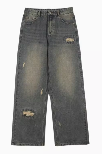 Vintage Destroyed Wide-Leg Jeans